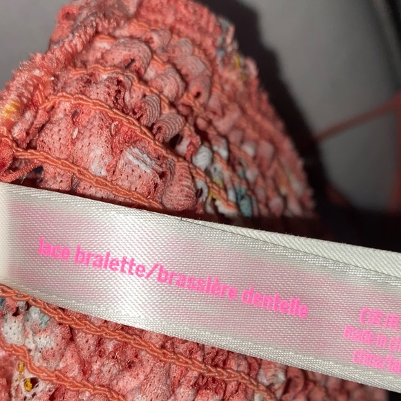 *SOLD* Victoria’s Secret PINK Daisy Floral Lace Coral Longline Bralette Large - Picture 8 of 9
